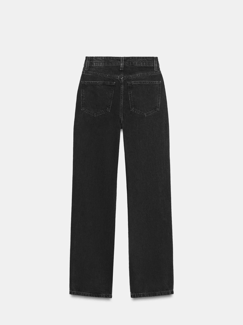 Zara Black High-Rise Straight-Leg Jeans